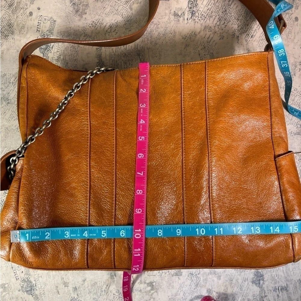 Vintage BCBGMAXAZRIA Large Leather Hobo Bag Chain Strap Slouchy Y2K Shoulder Bag